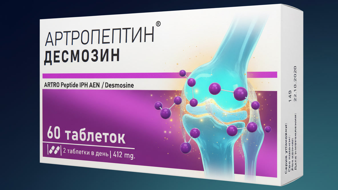 Артропептин — пептидный биорегулятор для суставов, упаковка 30 таблеток с комплексом IPH AEN