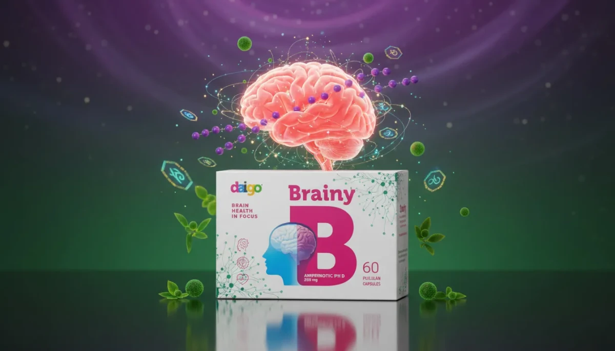 Daigo Brainy - первый в мире аминобиотик для мозга Daigo Brainy - первый в мире аминобиотик с натуральным пептидом хлореллы для мозга и памяти, упаковка 60 капсул