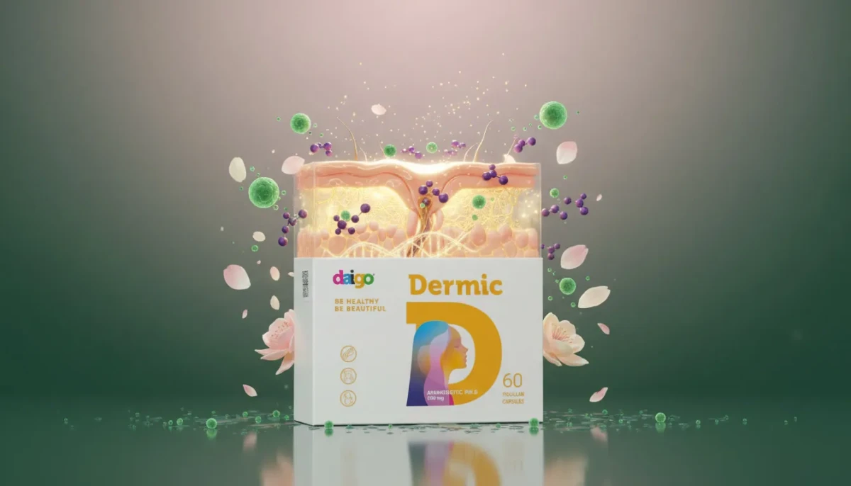 Daigo Dermic - первый в мире аминобиотик для кожи Daigo Dermic - первый в мире аминобиотик с натуральным пептидом хлореллы для омоложения кожи, упаковка 60 капсул