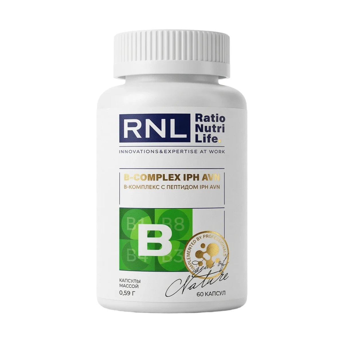 B-Комплекс IPH AVN — пептидный комплекс RNL RNL B-Комплекс с пептидом сосудов IPH AVN — 60 капсул